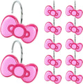 12-Piece Purple Bow Shower Curtain Hooks for Bathroom
