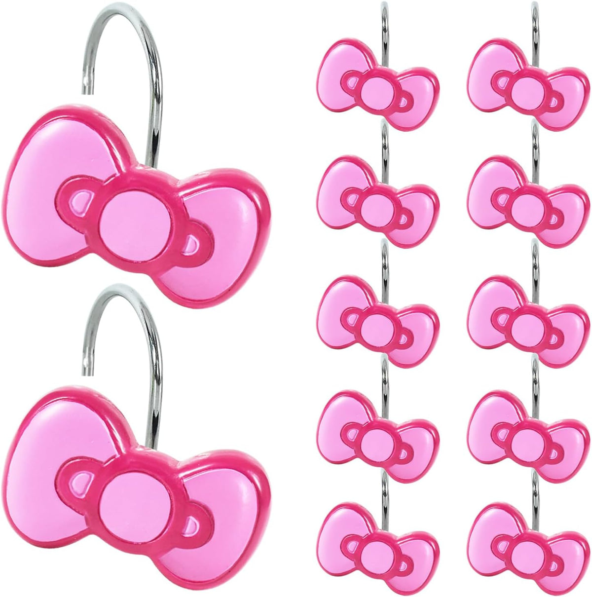 12-Piece Purple Bow Shower Curtain Hooks for Bathroom