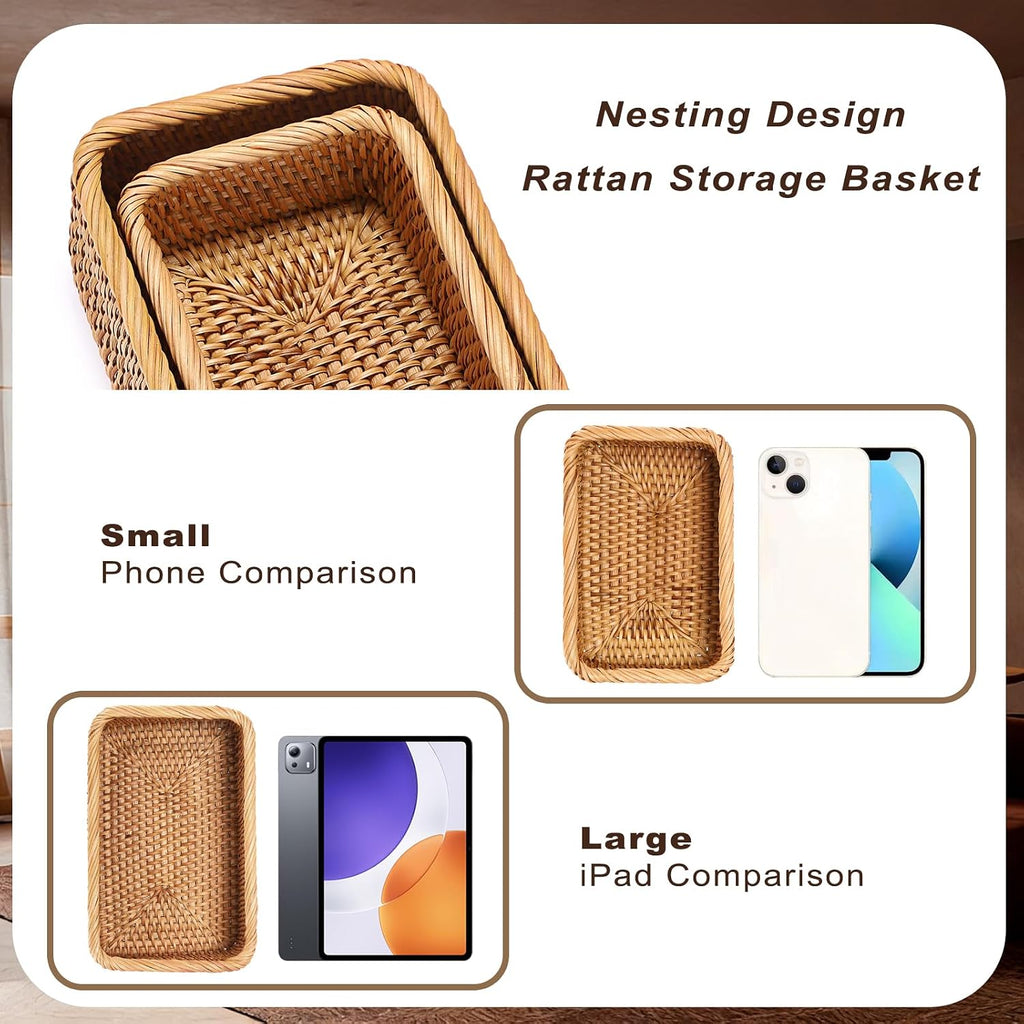 BTSKY Small Remote Basket for Coffee Table Entryway Living Room 7.9" x 5.1"