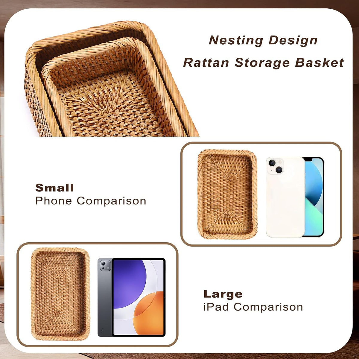 BTSKY Small Remote Basket for Coffee Table Entryway Living Room 7.9" x 5.1"