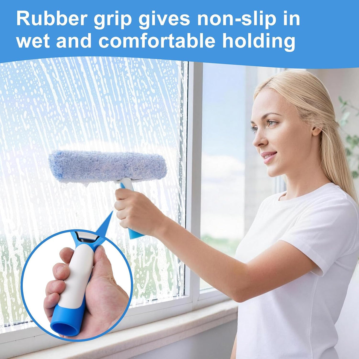 Mitclear Window Cleaning Kit 14IN Squeegee & Scrubber for Shower Glass Car