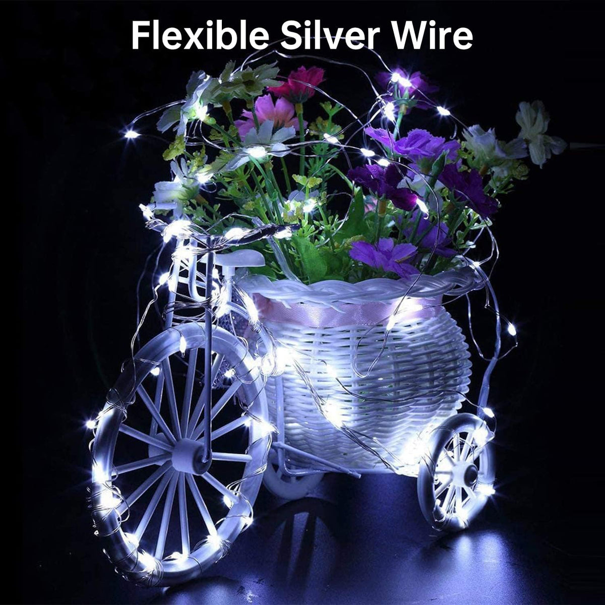Blingstar USB Powered Fairy Lights, 2 Pack 33Ft 100 LED, Flexible Silver Wire, Mini String Lights for Christmas Tree/Bedroom/Camping/Dorm Indoor Decoration, Cool White