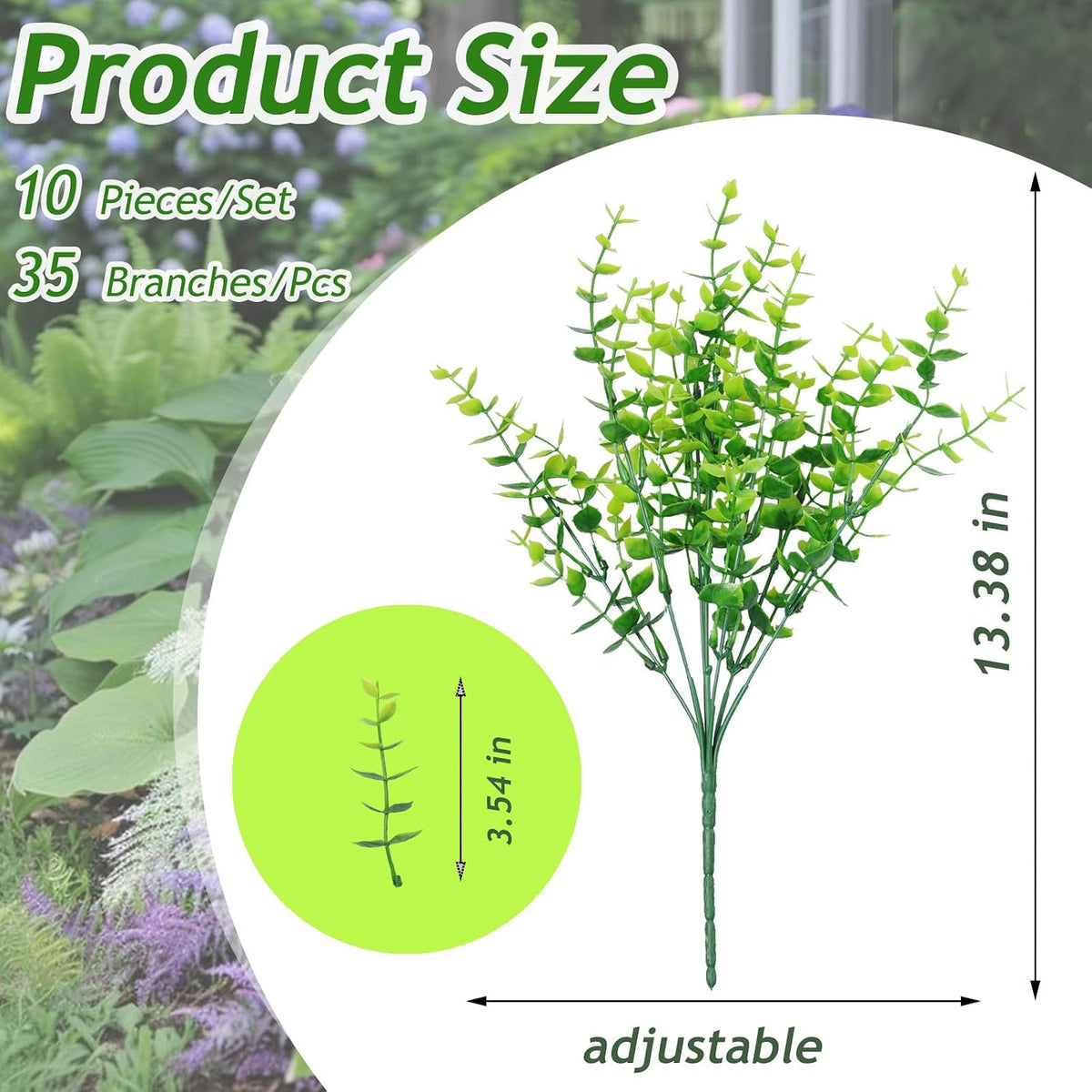 Grever 10 Bundles Artificial Greenery Boxwood Fake Plants UV Resistant Plastic Stems Faux Eucalyptus Foliage for Indoor Outdoor Decor Home Kitchen Office Table Window Garden Porch Farmhouse
