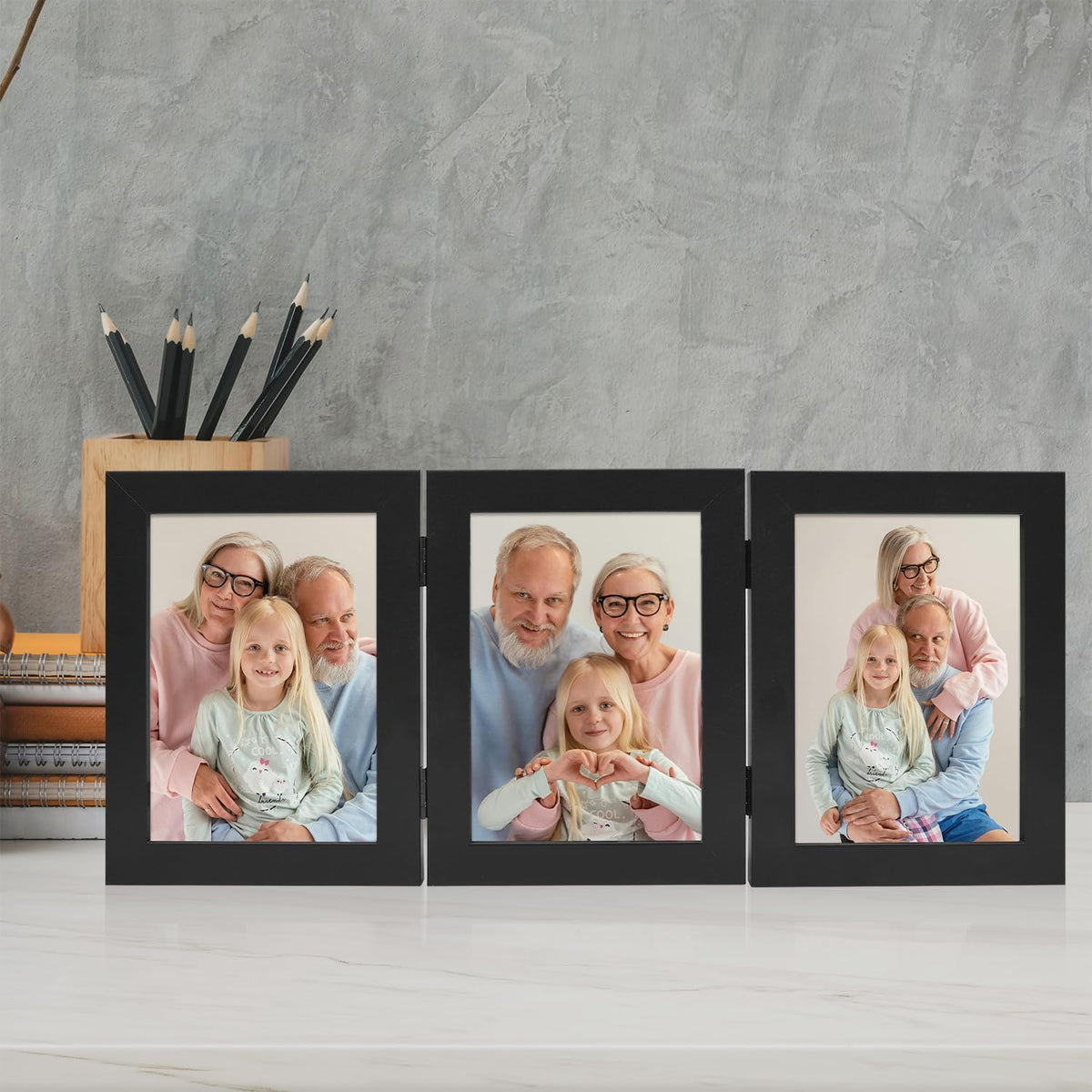 Frametory, 5x7 Triple Picture Frames Black, 1 Pack