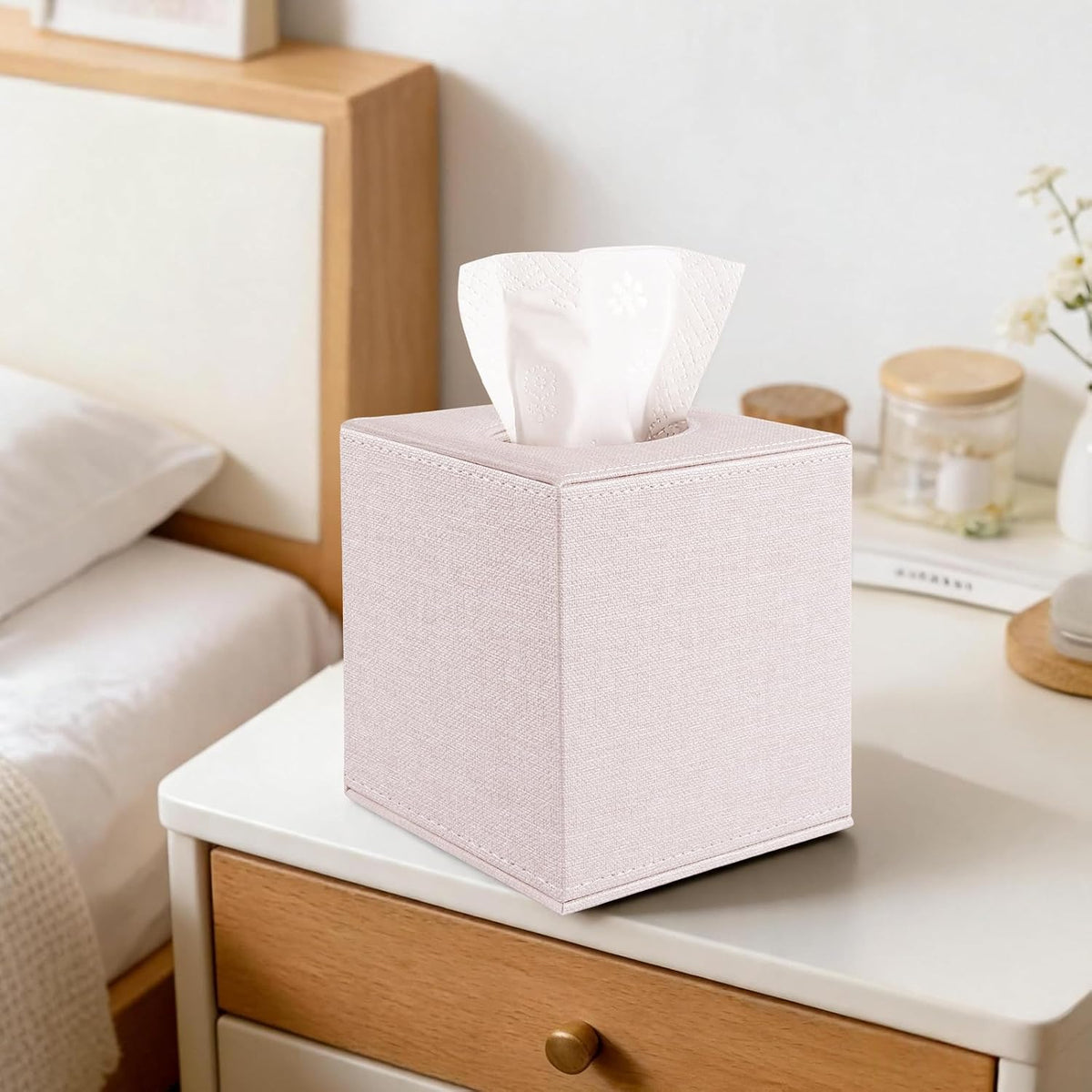 4 Pack Square Tissue Box Cover with Magnetic Bottom Tissue Box Holder