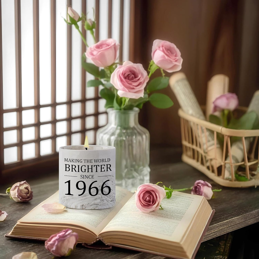 60th Birthday Gifts for Women - 1966 Birthday Gifts for Women Men, 60 Year Old Bday Gift for Her Female, 6oz Sixty Lavender Decor Ceramics Candle