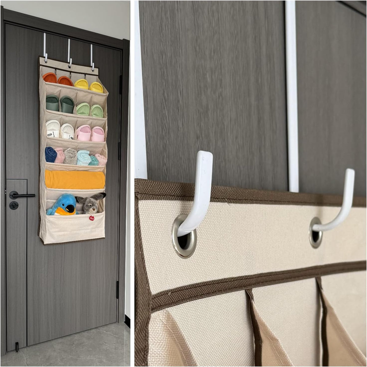 Over Door Hooks White Rubber Coat Steel 4 Pcs Fit 0.5" to 2" Wide Door 7.5"