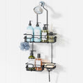 HapiRm Hanging Shower Caddy Organizer - Bathroom Organizer with 12 Hooks and Soap Holder, Rustproof Shower Shelf over Shower Head - Black