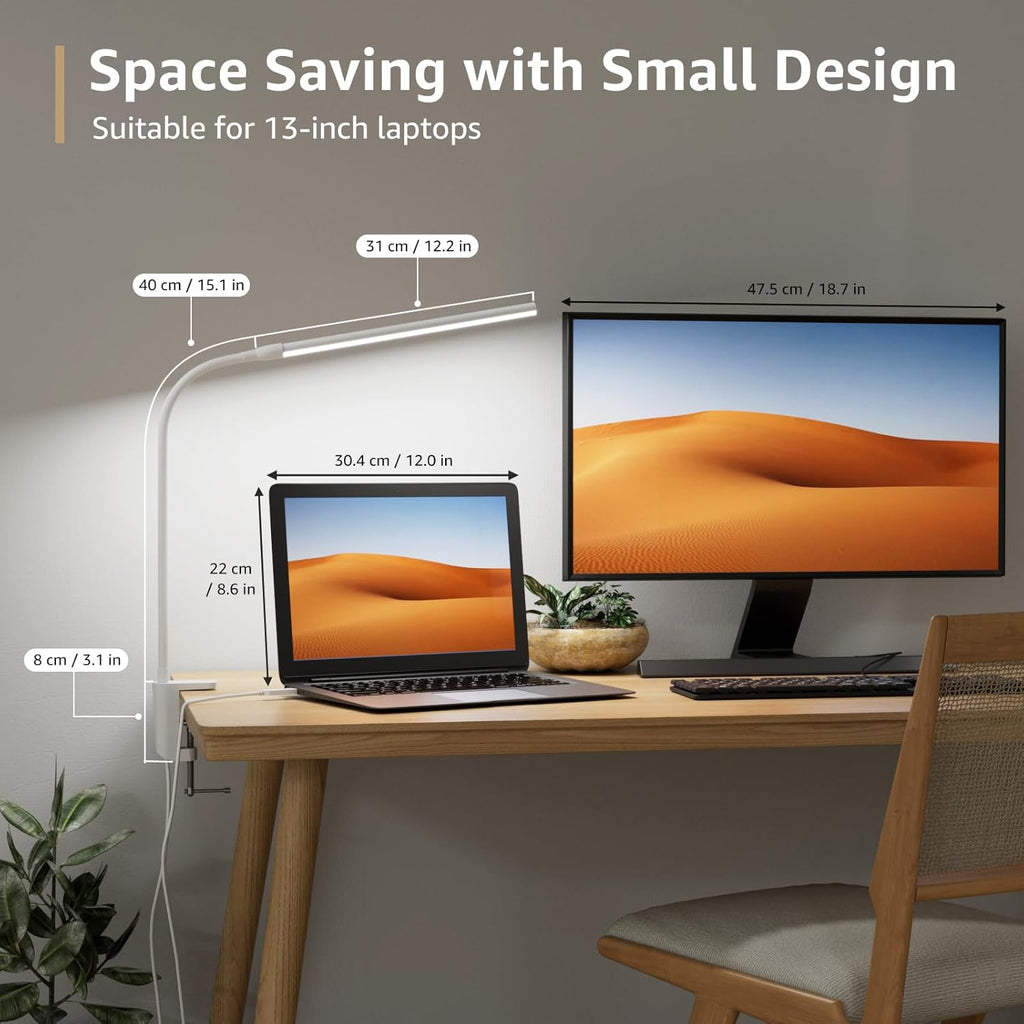 Lepro Small Desk Lamp with Clamp, LED Reading Lamps, 460LM, 5W, White