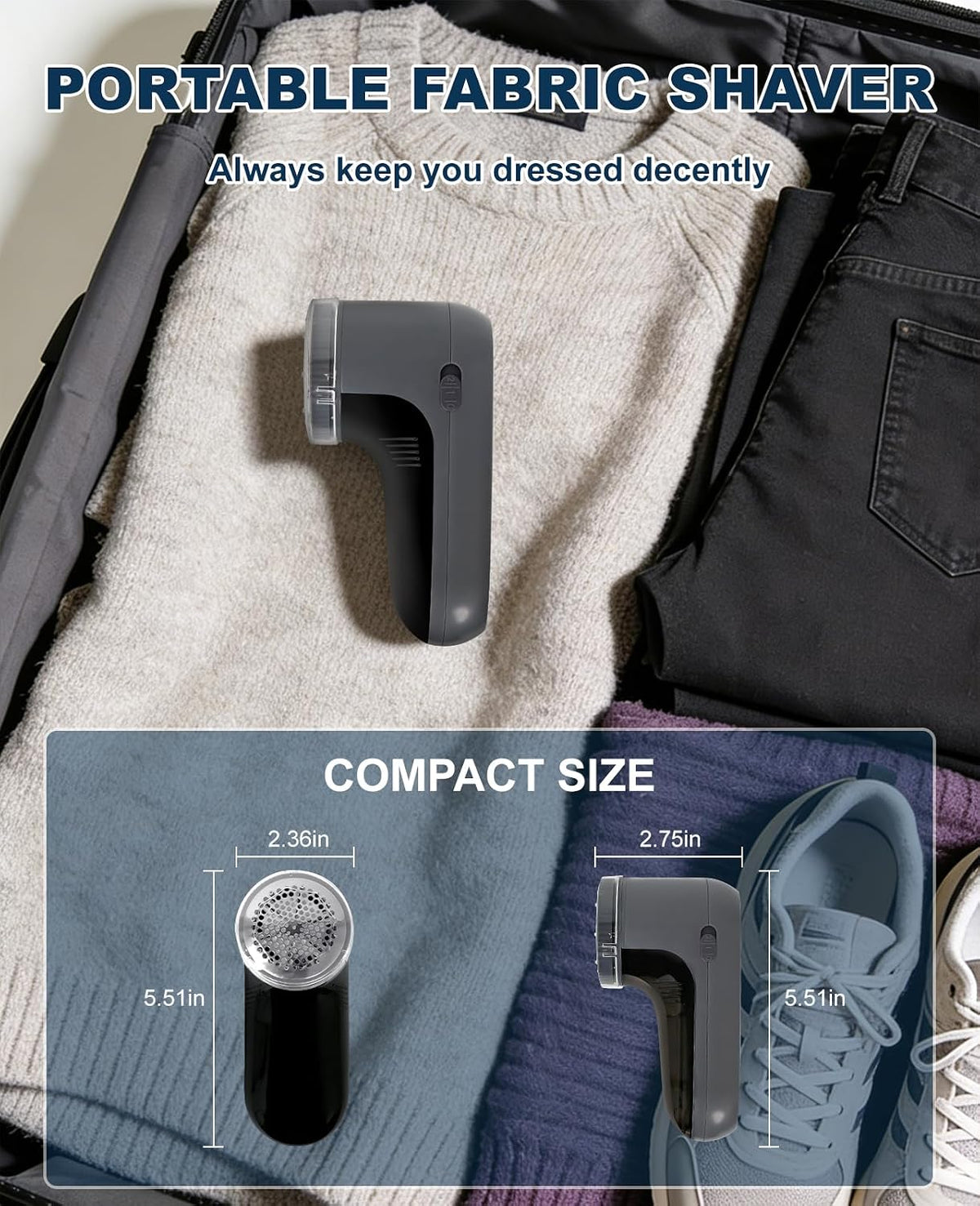 Fabric Shaver Lint Remover for Clothes, Sweater Defuzzer with LED Display