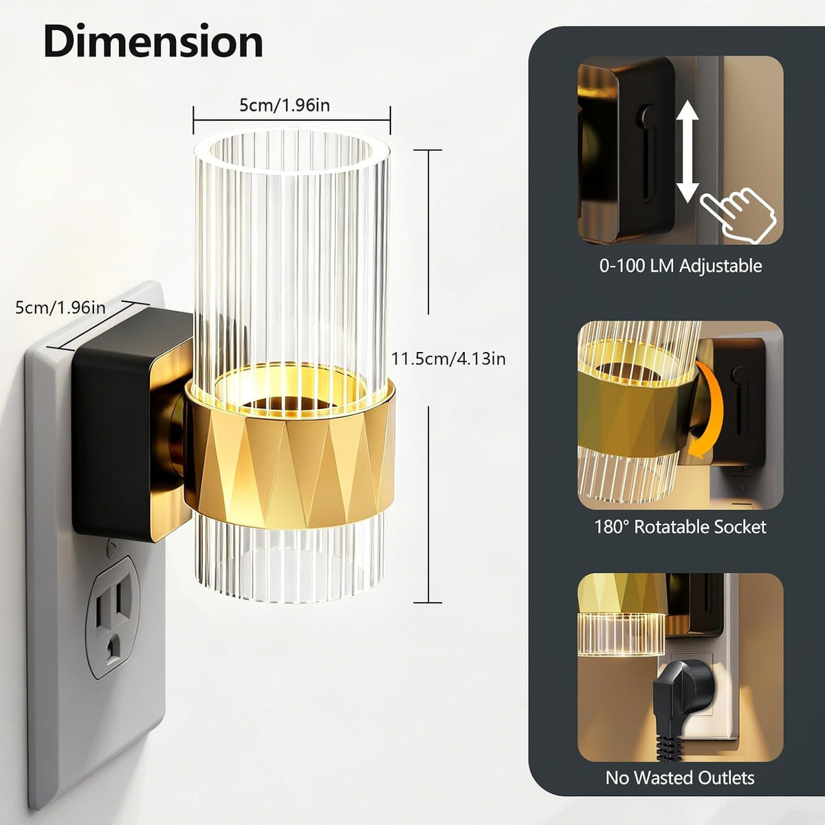LED Night Lights Plug into Wall, 2Pack Dimmable Night Light