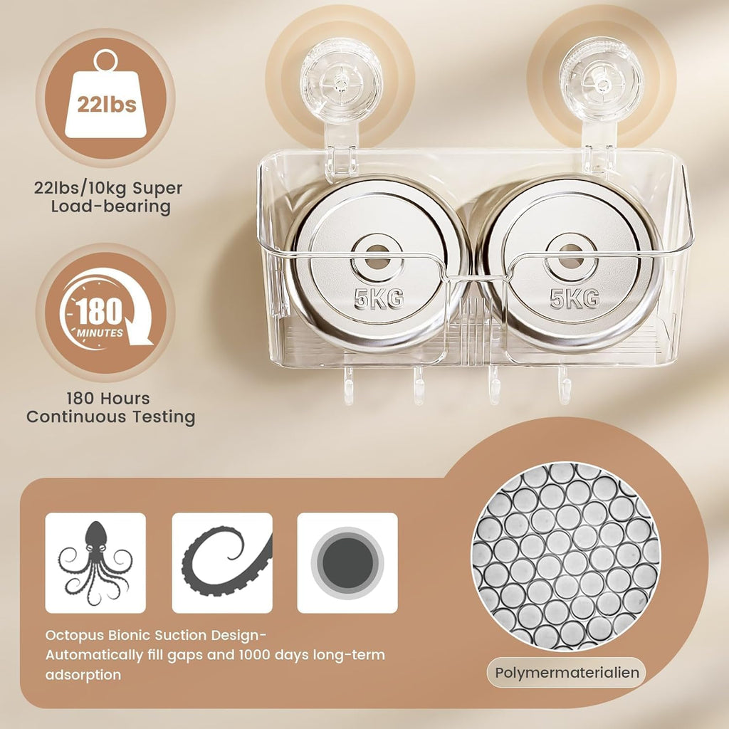 LUXEAR Suction Cup Shower Caddy Clear - 4 Set