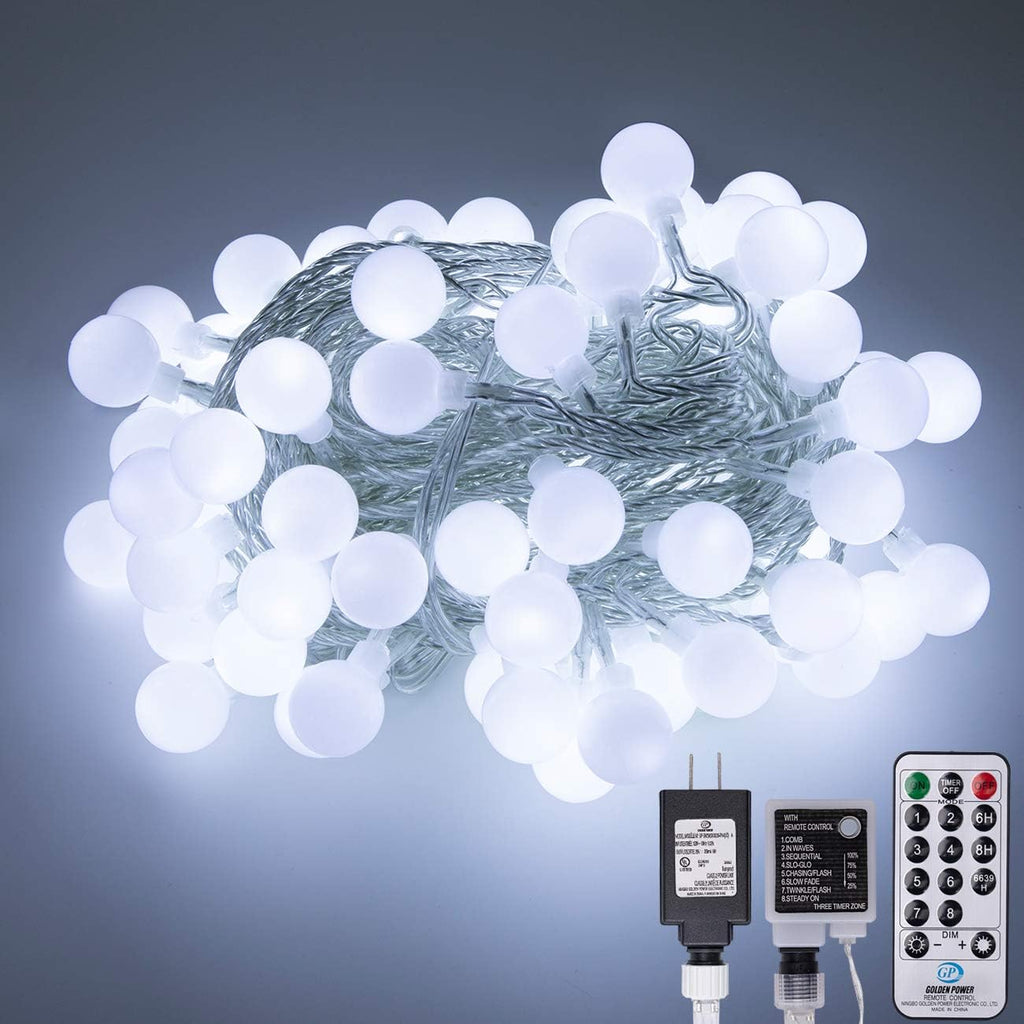 AWQ 100 LED 49 FT Globe Ball String Lights Fairy String Light Plug in White