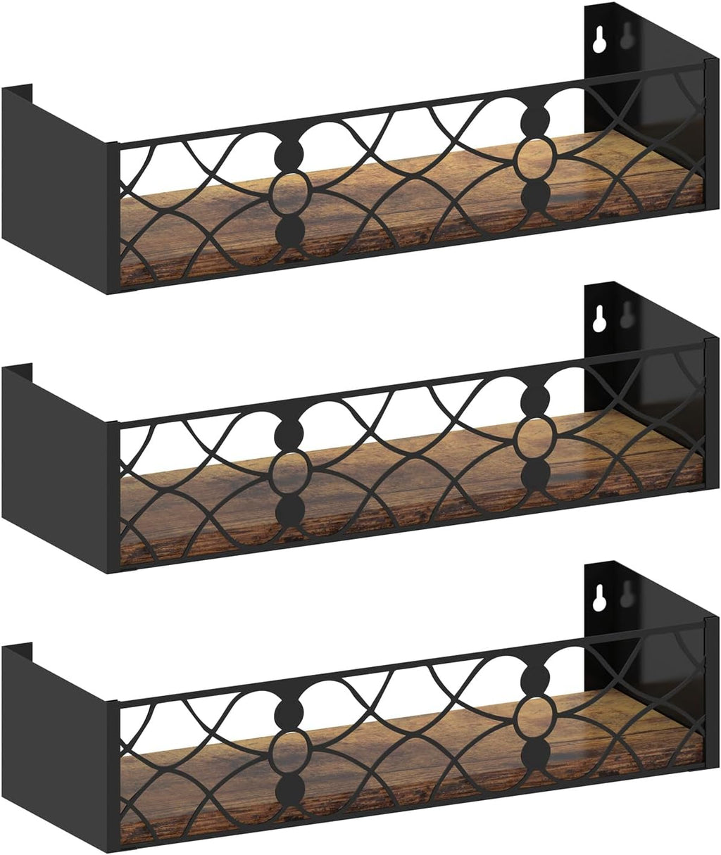 Wall Shelf with Removable Railing, 3 Same Sizes Floating Shelves