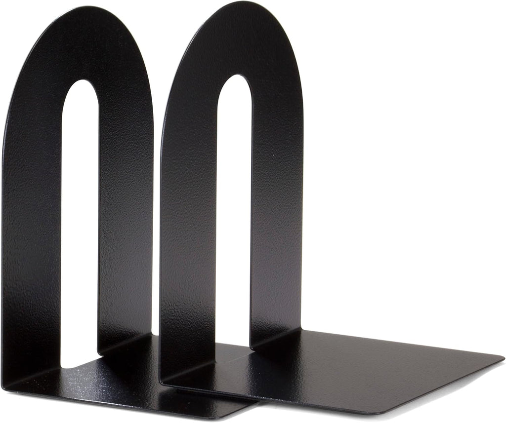 Officemate Magnetic Heavy-Duty Metal Bookends Set of 2, 10-Inch Steel Book Ends for Shelves, Book Supports for Heavy Books, Binders, and Office Organization, Black