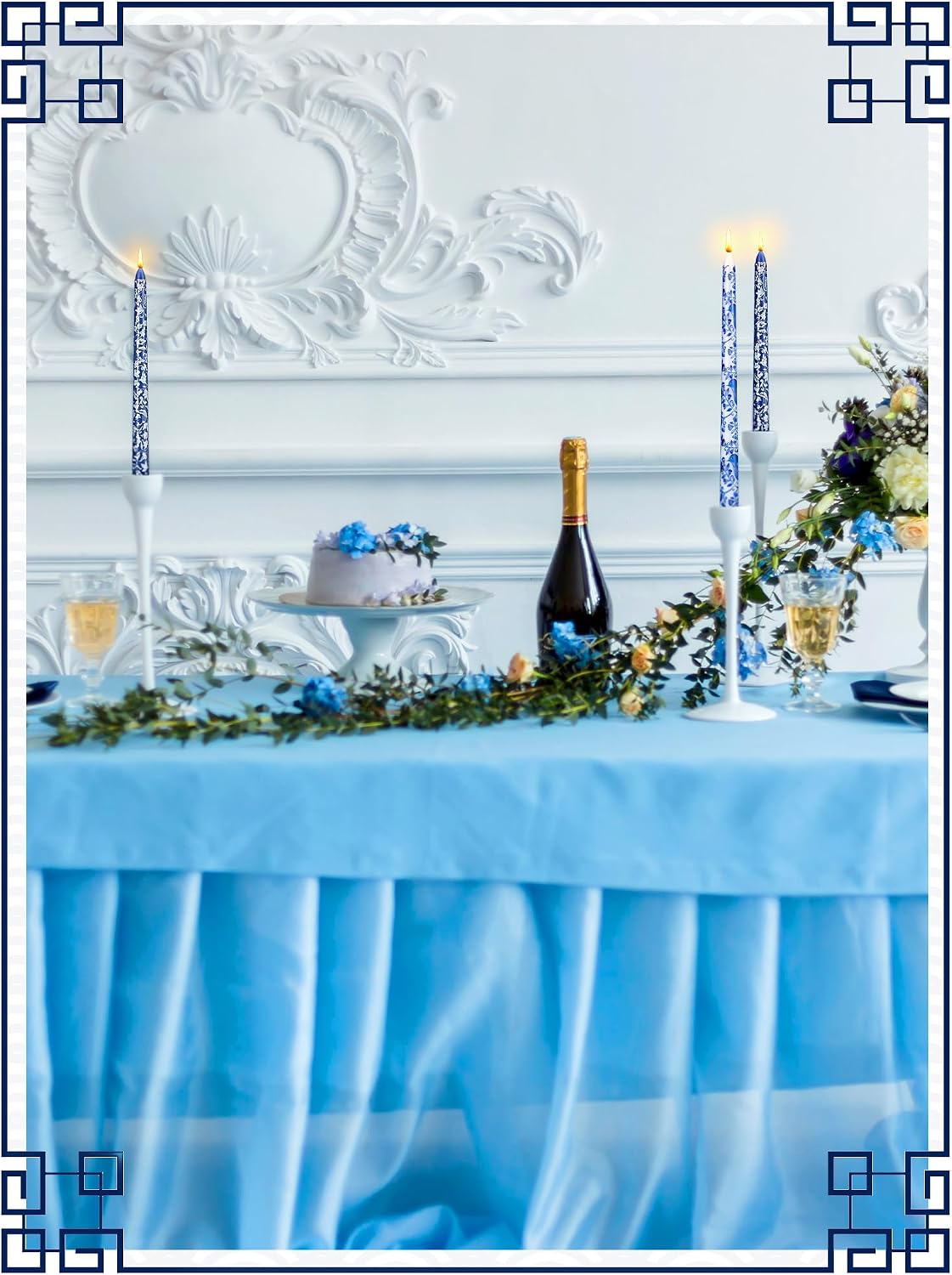 Conelist 12 Pcs 12 Inch Chinoiserie Taper Candles Blue and White Candle