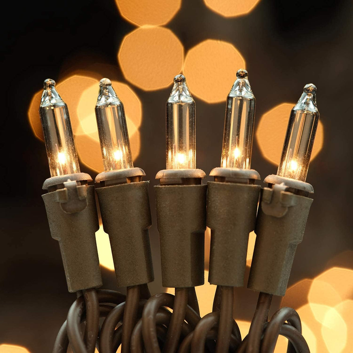 200 Clear Christmas Lights, 2 Set 33 ft 100 ct Brown Wire UL String Light
