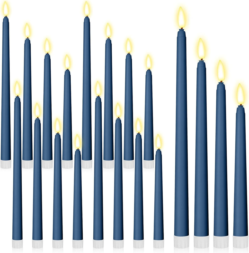 24 Pcs LED Taper Candle, Classic, 8.5",9.65",10.8",12.8", Dark Blue