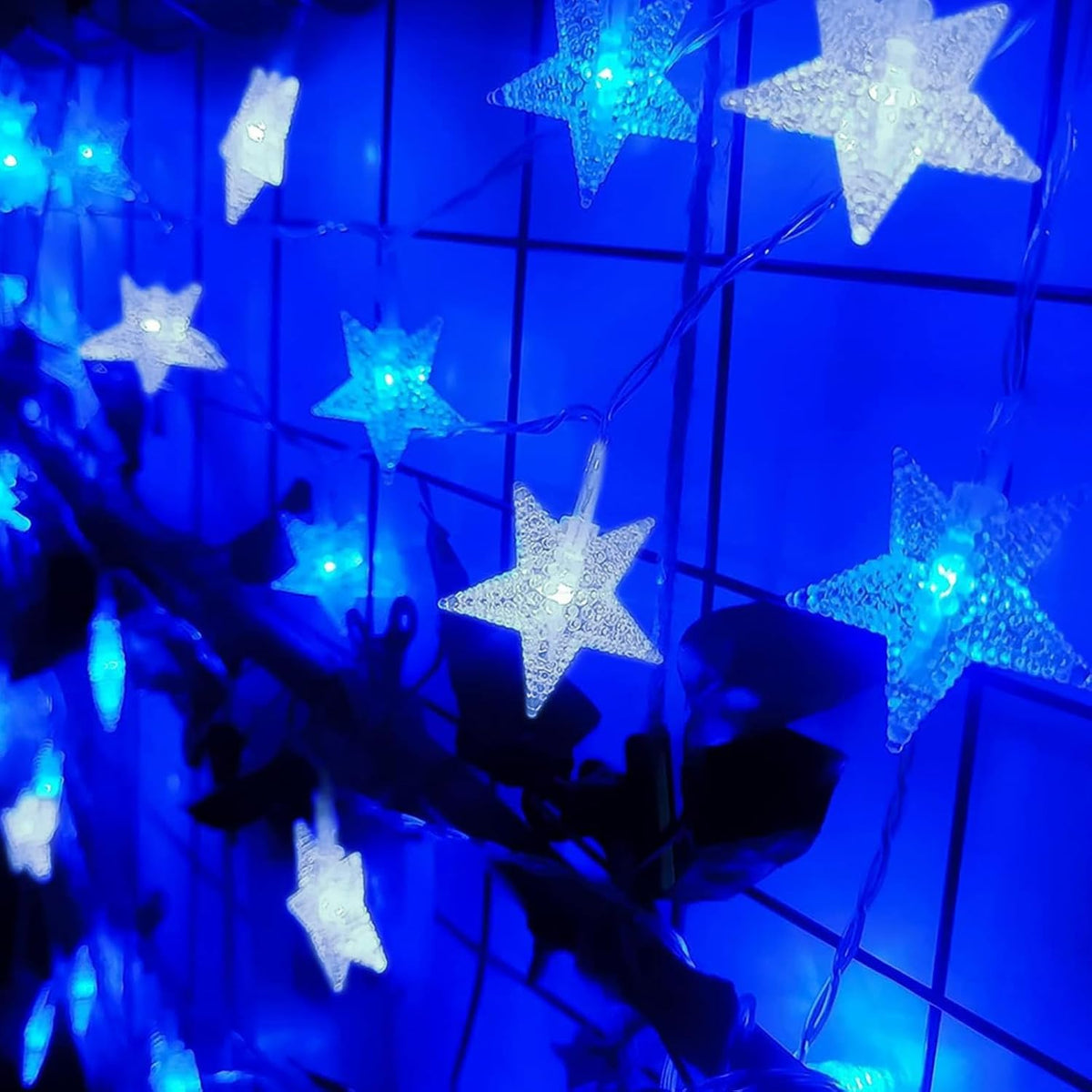 Star String Lights Plug in - 33 ft 100 LED Star Fairy String Lights with Remote and Timer, 8 Modes Waterproof for Bedroom Tent Loft Bed Window Backyard Patio Porch Balcony Staircase Party, Blue