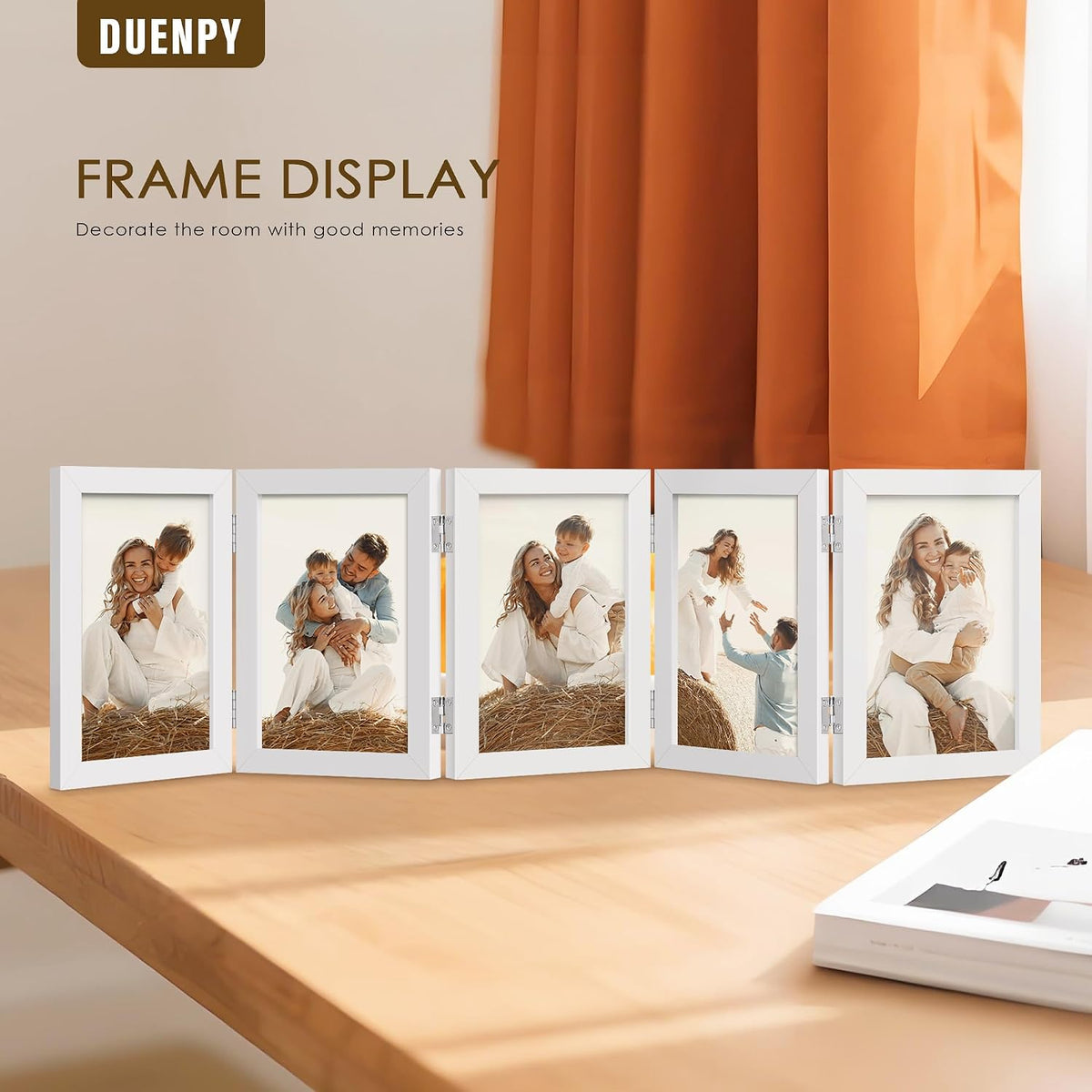 DUENPY 5 Folding 4x6 Accordion Wood Frame Plexiglass White