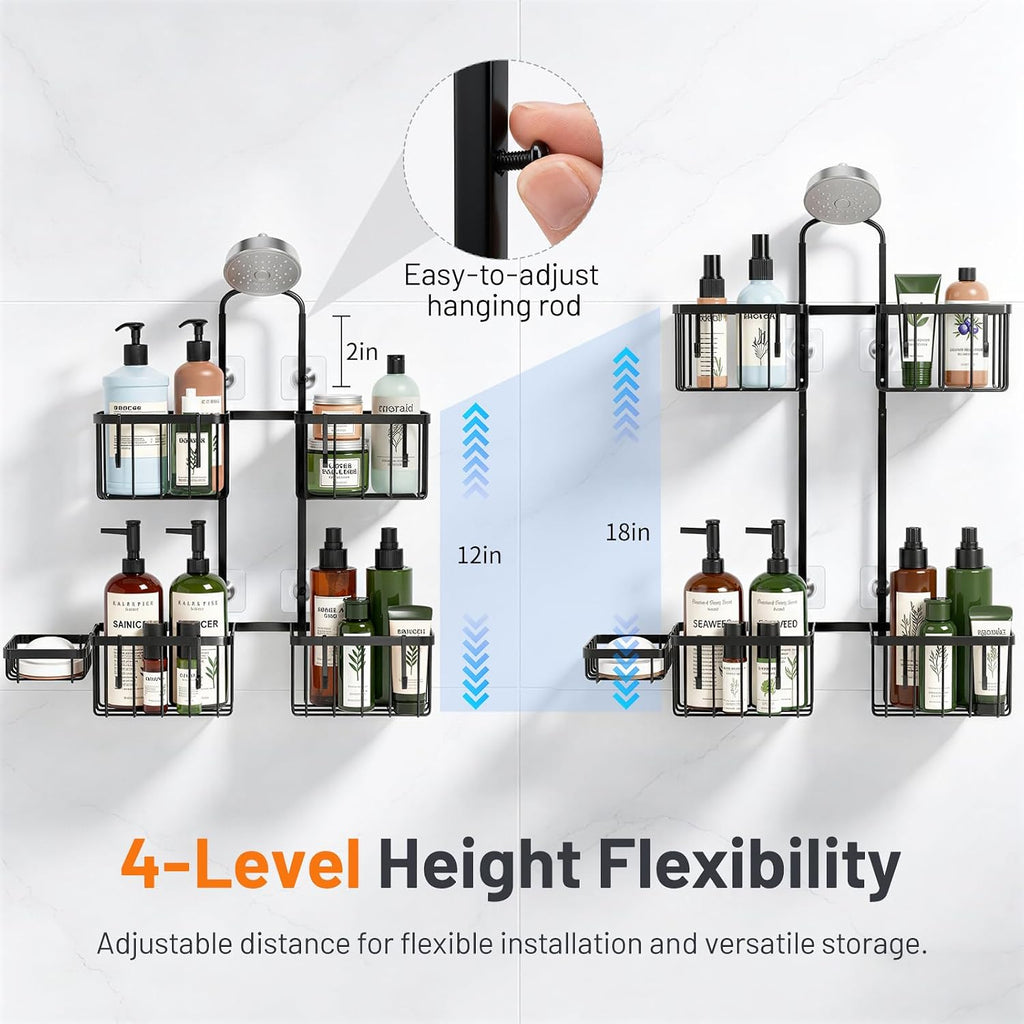 Luxspire Shower Caddy Hanging Overhead, Shower Organizer Hanging, Black
