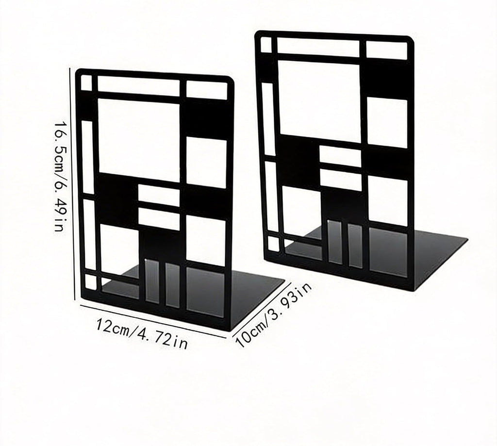 Black Metal Bookends for Shelves, 1 Pair