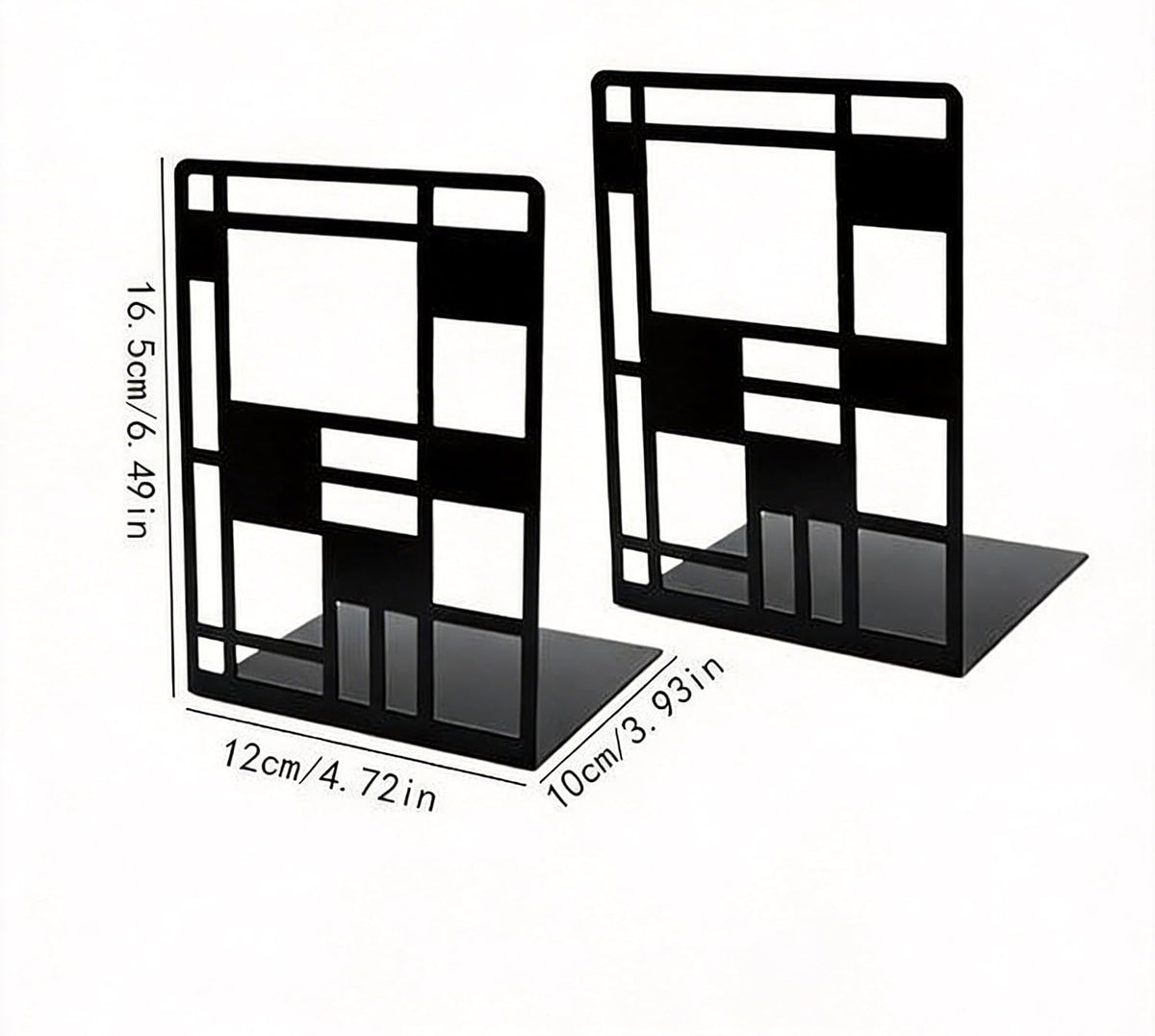 Black Metal Bookends for Shelves, 1 Pair