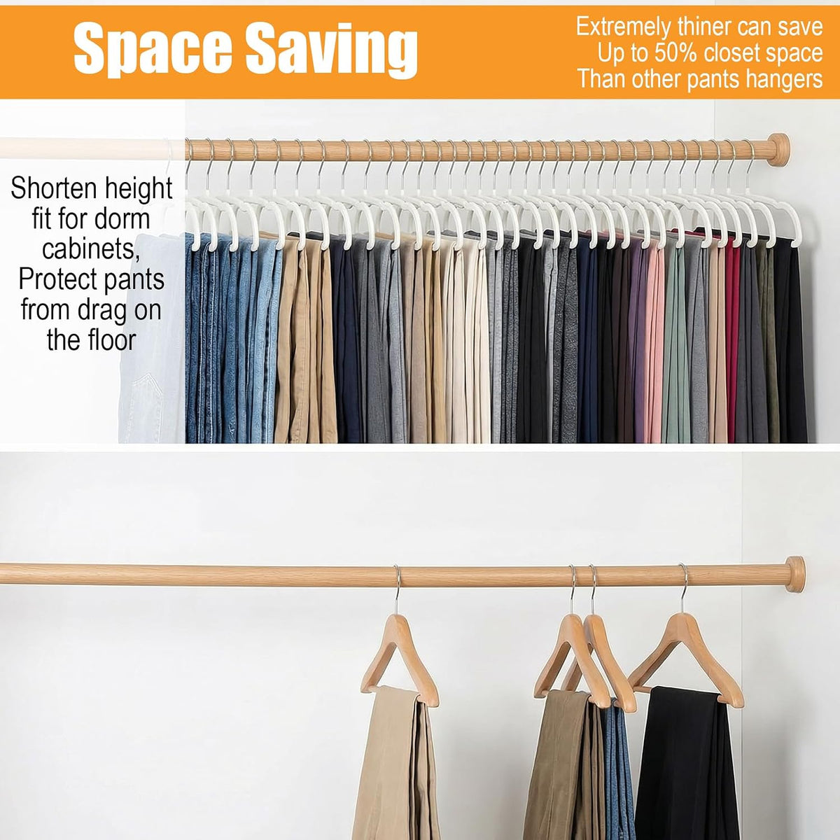 20 Pack Velvet Pants Hangers, Felt Hangers Non Slip with 360 Swivel Hook, Space Saving Slim Closet Organizer for Jean, Scarf, Towel, Coat, Beige