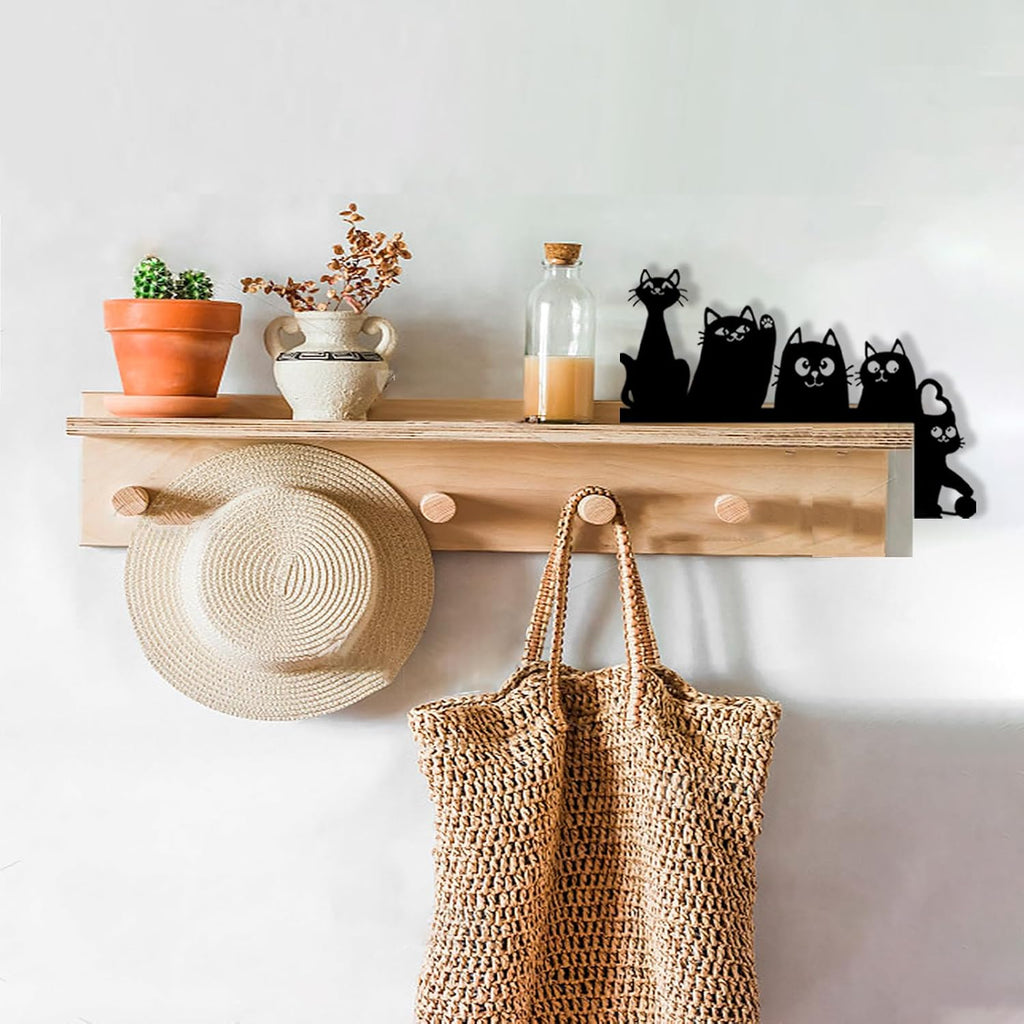 Baitiane Black Metal Wall Art, Cat Door Frame Decor, Door Topper, Modern Minimalist Home Decoration for Living Room, Bedroom, Entryway, Ideal Gift for Cat Lovers (A)