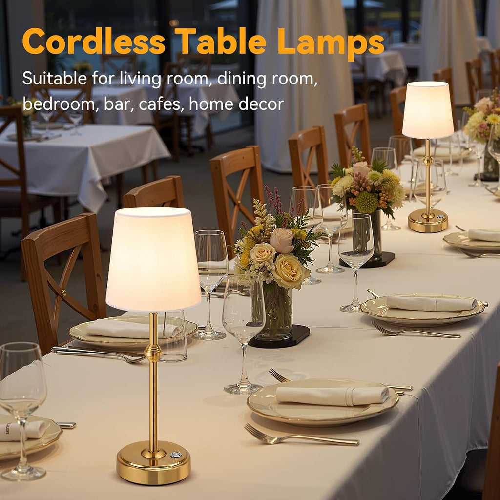 Portables Cordless LED Table Lamp, 4000mAh Wireless Rechargeable Battery Operated Powered Light, Dimmable Table Lamp for Dining Room, Bedroom, Bedside, Bar, Night Light, Camping, Patio (Bronze)