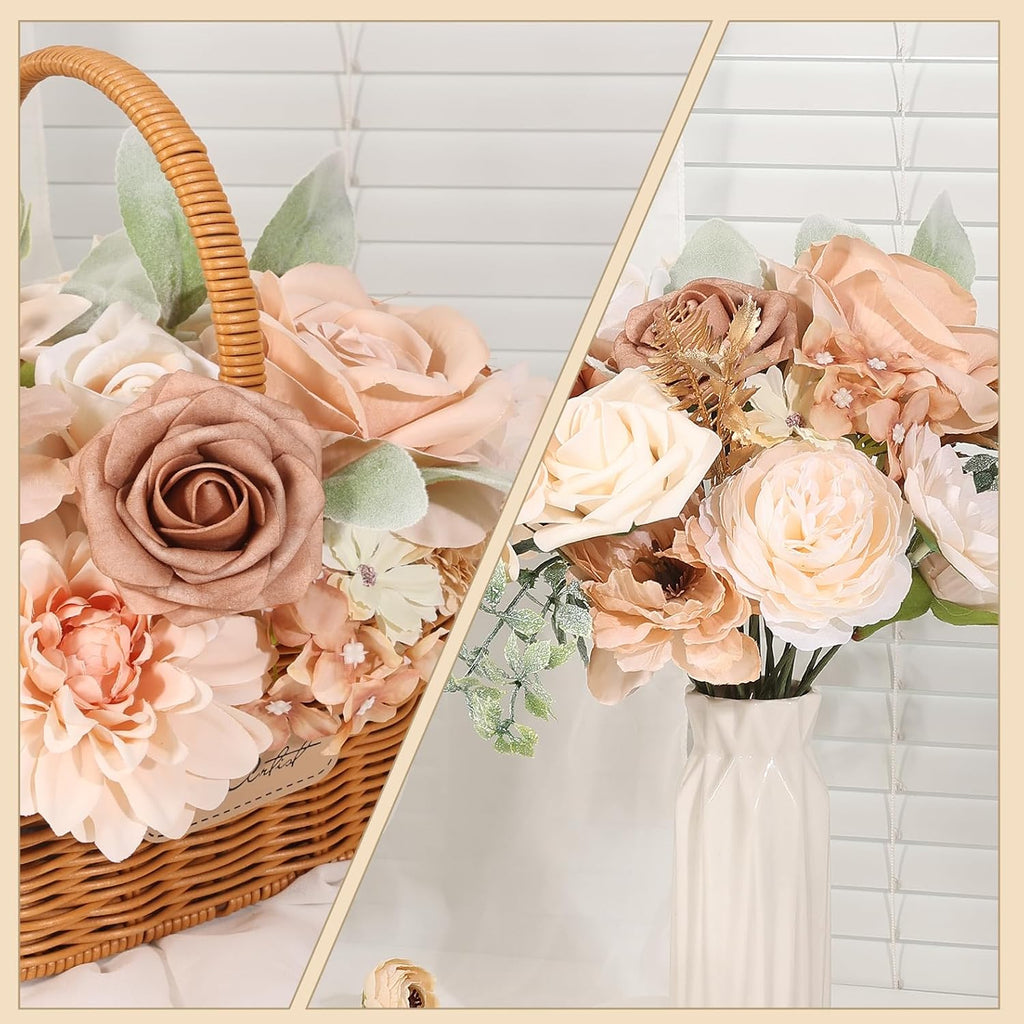 26PCS Artificial Flowers, Fake Roses Box Combo Set for Home Decor