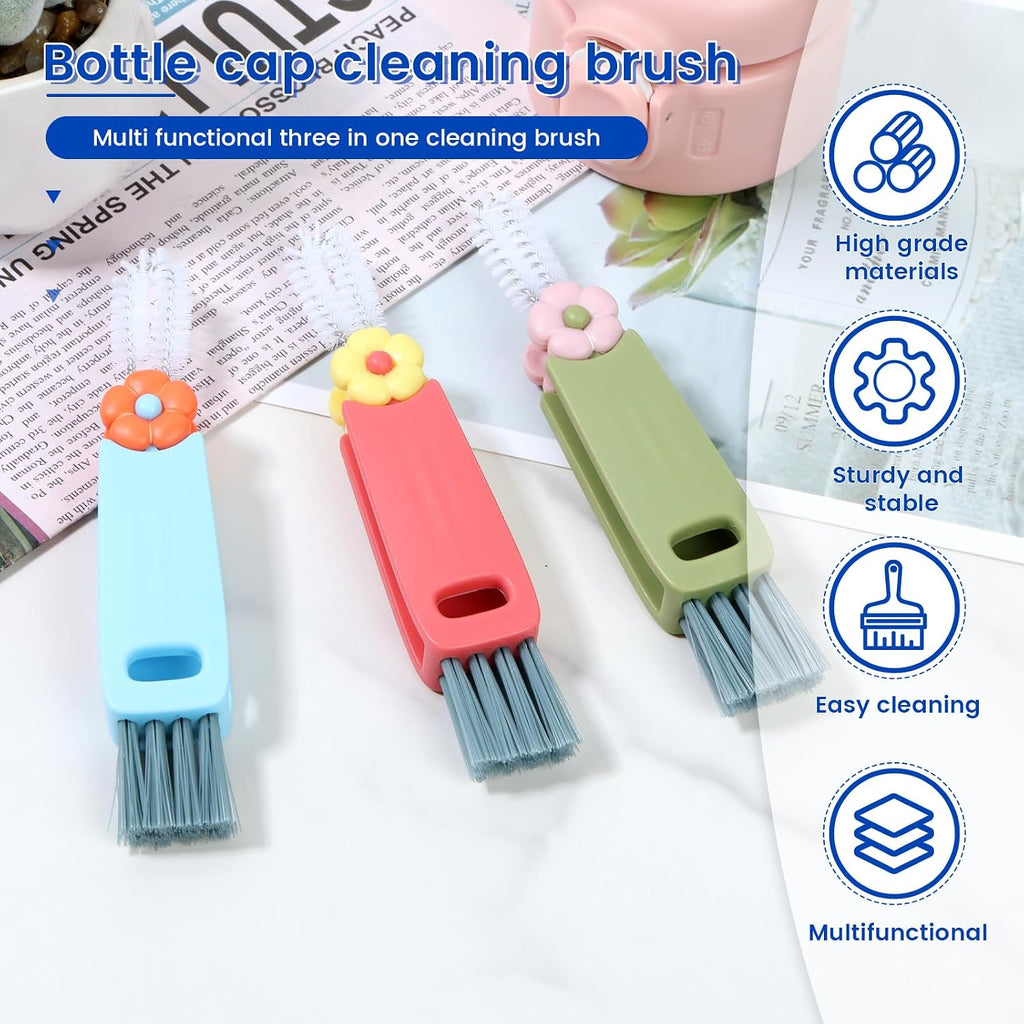 24PC 3 in 1 Cup Lid Cleaning Brush, 180° Rotatable Bottle Brush Gap Cleaner, Multifunctional Crevice Cleaning Brush Set for Baby Bottle, Water Bottle, Tumbler & Kitchen Mugs, 24 Pack Hangable