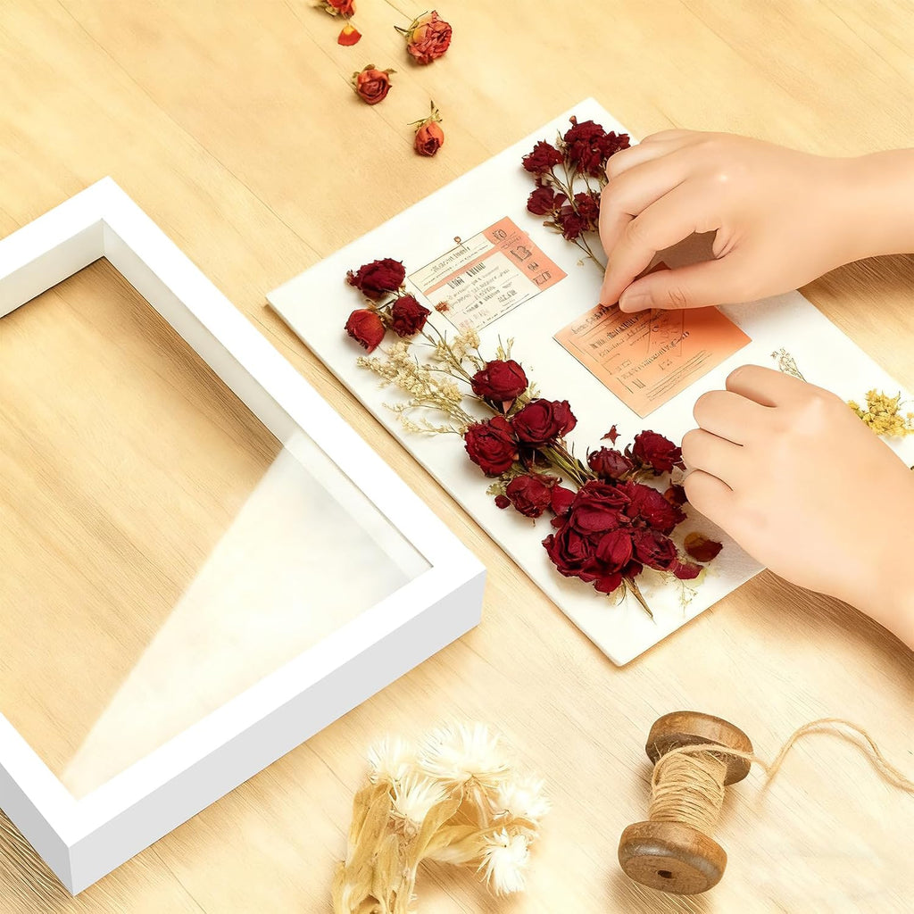 8*10 Shadow Box Frame Display Case, 3D Picture Frame, Display Case Box for Memorabilia, Baby Items, Wedding Memories, Crafts, Tickets and Photos (White)