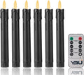 YBU Flameless Taper Candles with Remote 7 Inches Led Candle Sticks with Flickering Light Timer Dimmer Battery Operated Window Candles for Halloween Christmas Decoration (Black)