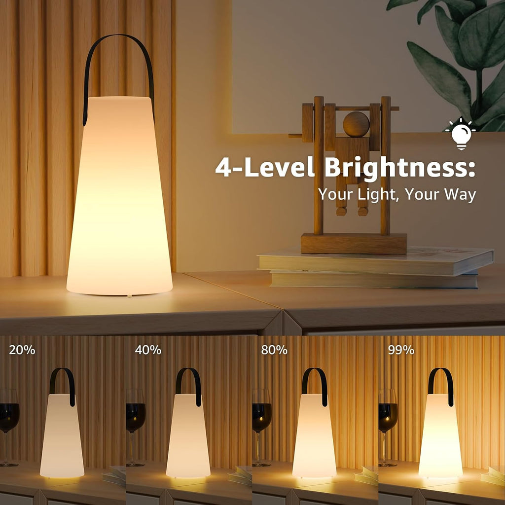 2 Pack Outdoor Lanterns Rechargeable Cordless Table Lamp with RGB Colors
