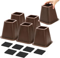 6 inch Large Bed Furniture Risers, 6 Pack Heavy Duty Couch Lifter for Sofa, Chair, Cabinet, Desk, Durable ABS Plastic Bed Stilts, Supports up to 2200 lbs, Brown