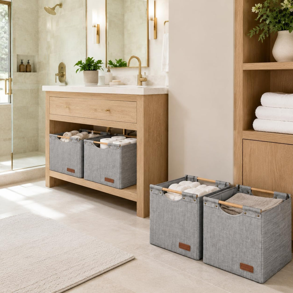 KAKAMAY Cube Storage Bin 13x15x13 Storage Cubes for Kallax 4-Pack Grey