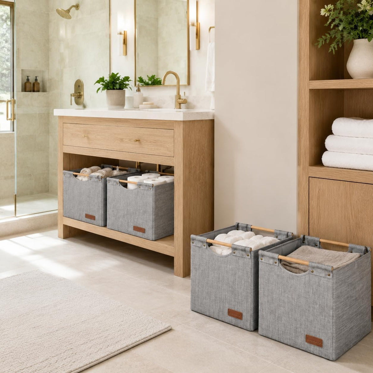 KAKAMAY Cube Storage Bin 13x15x13 Storage Cubes for Kallax 4-Pack Grey