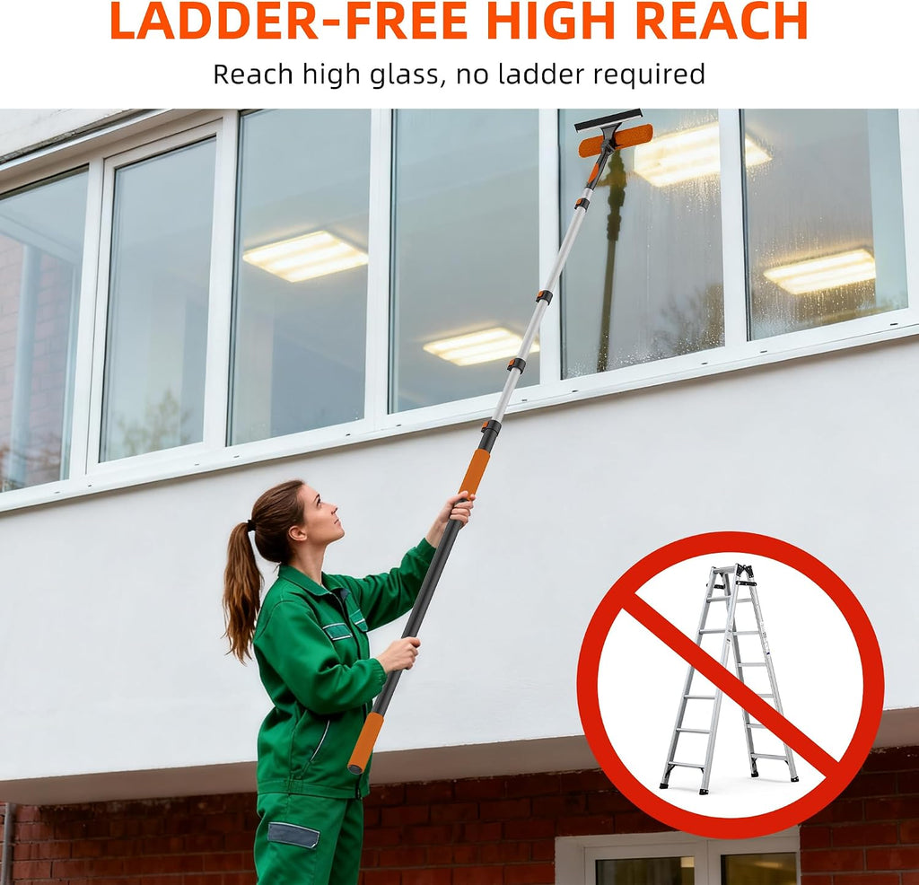 10FT Reach Window Washing Kit, Squeegee with Extension Pole