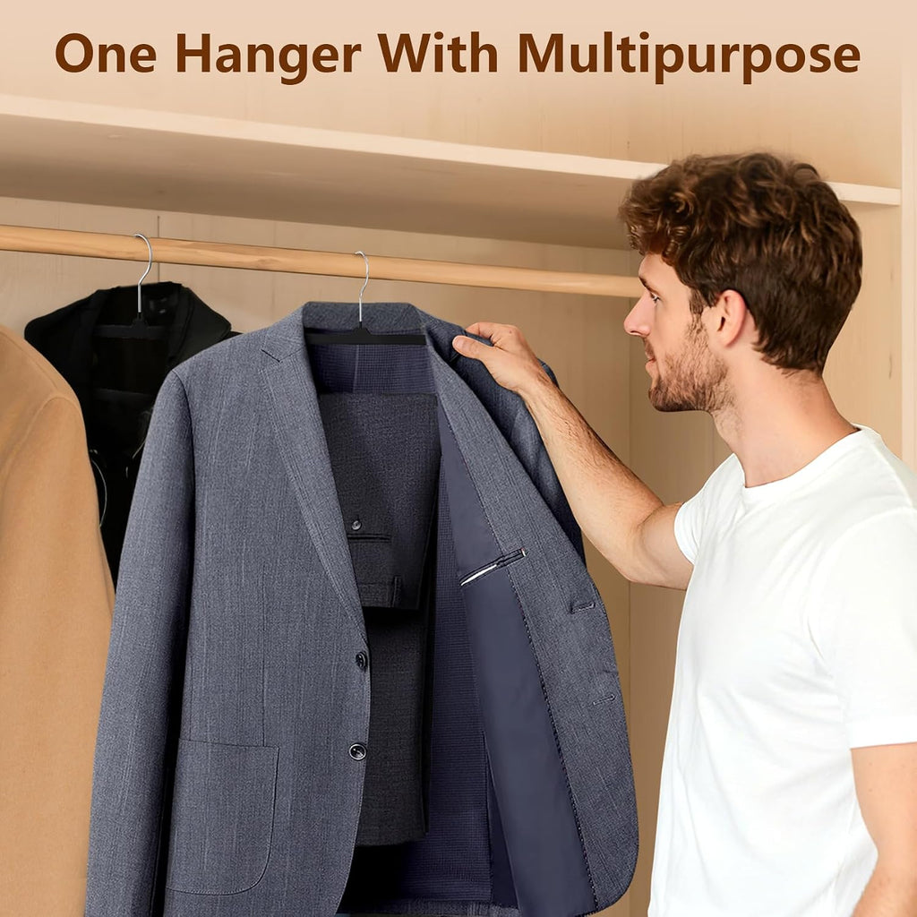 50 Pack Velvet Hangers Non Slip, Felt Pants Hangers Thin Space Saving