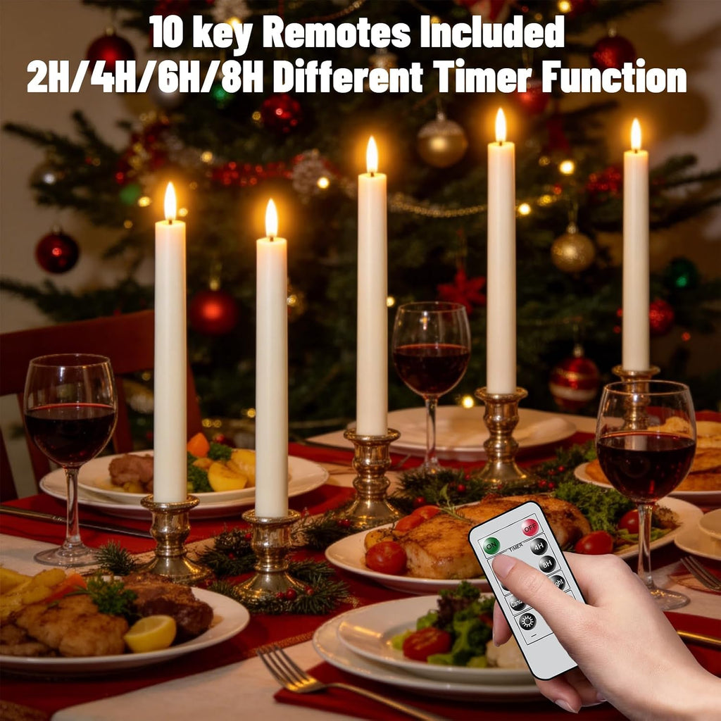 Wondise 2 Pack Flameless Taper Candles with Remote Timer