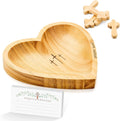 LemonRoad 36 Pcs Prayer Bowl Set Christian Gifts Wooden Prayer Bowl with 5 Wood Hand Held Crosses 30 Printed Cards Religious Gift for Mom Dad Birthday Retirement Home Table Decor(Heart)