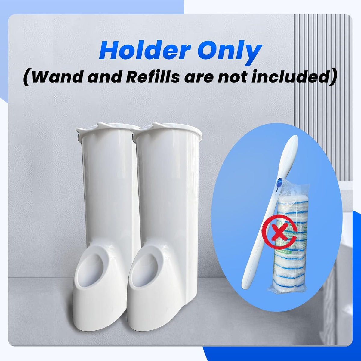 2 Packs Toilet Caddy Wand Holder (Holder Only, No Wand), Disposable Brush Kit, Stand Toilet Cleaning Starter Kit, Wall Mounted Storage Caddy.