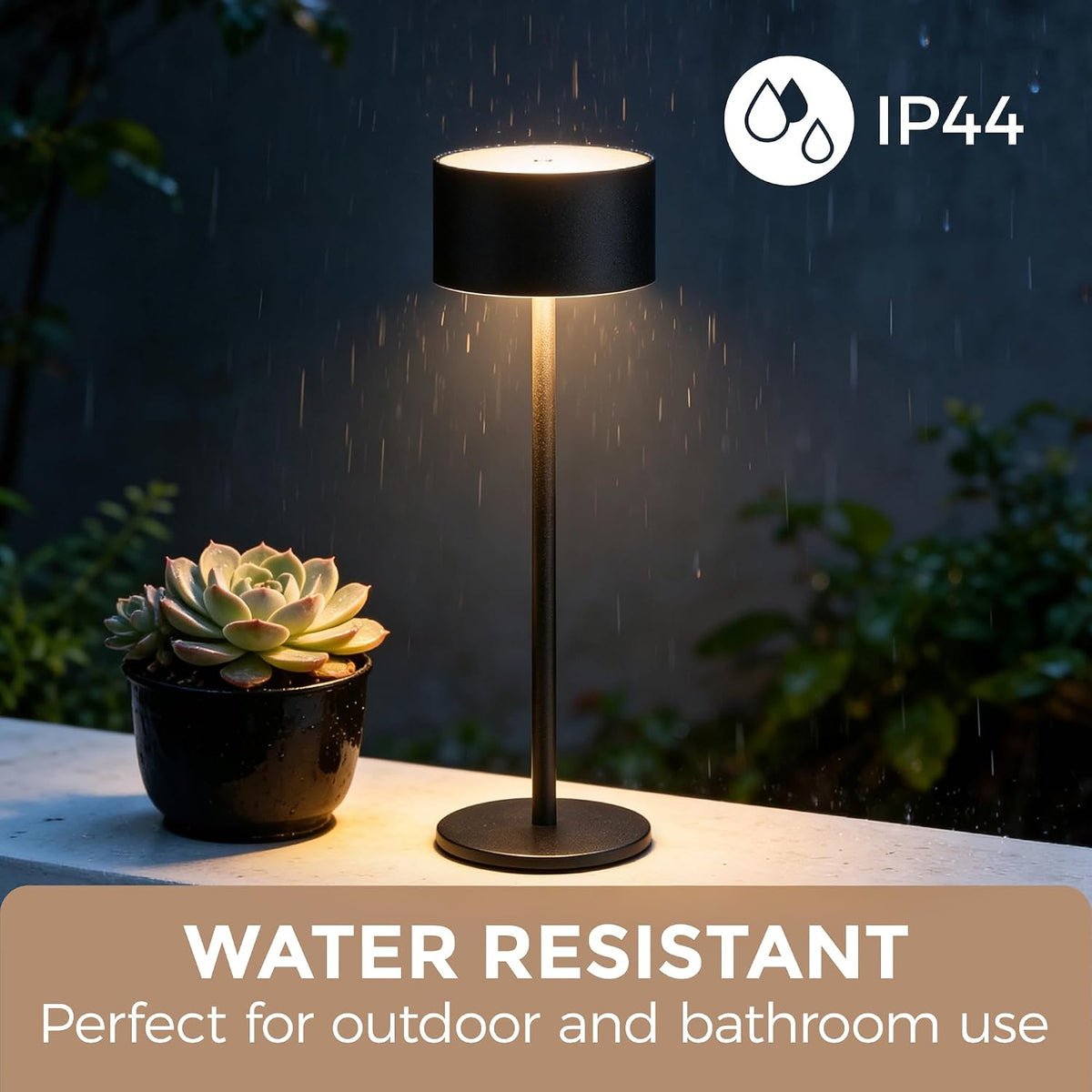Set of 2 Cordless Table Lamps, 10.3" High Black Rechargeable Small Lamps