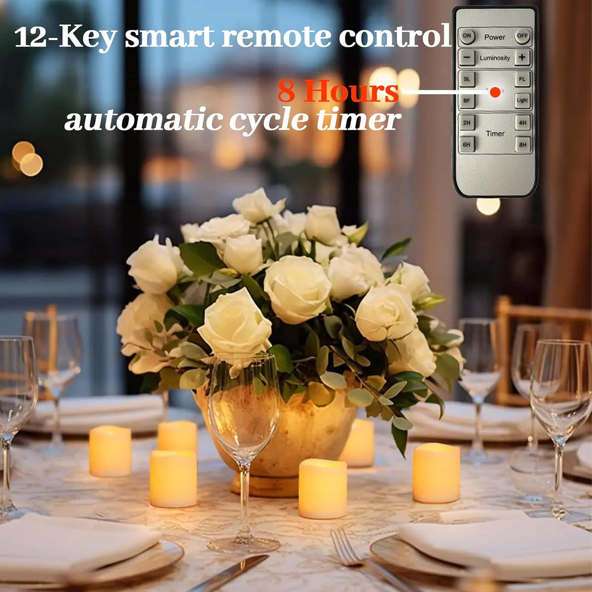 Rechargeable,6pcs Flickering LED Tea Lights Candles with USB Charging Cables, Flameless Votive Candles with Timer & Remote, Warm White Light Electric Fake Candle for Christmas Festival Decor Home