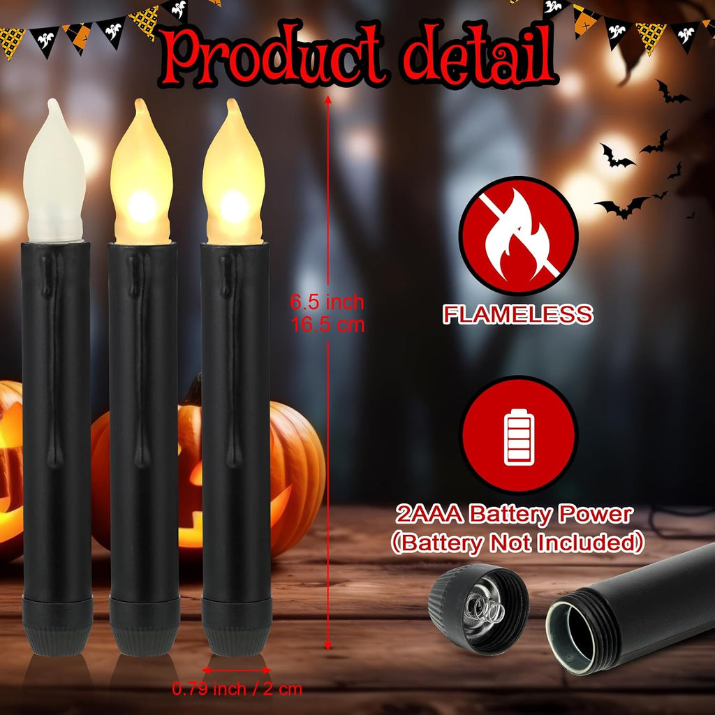 Macarrie 108 Pieces Flameless LED Taper Candles, Black, Warm White Light