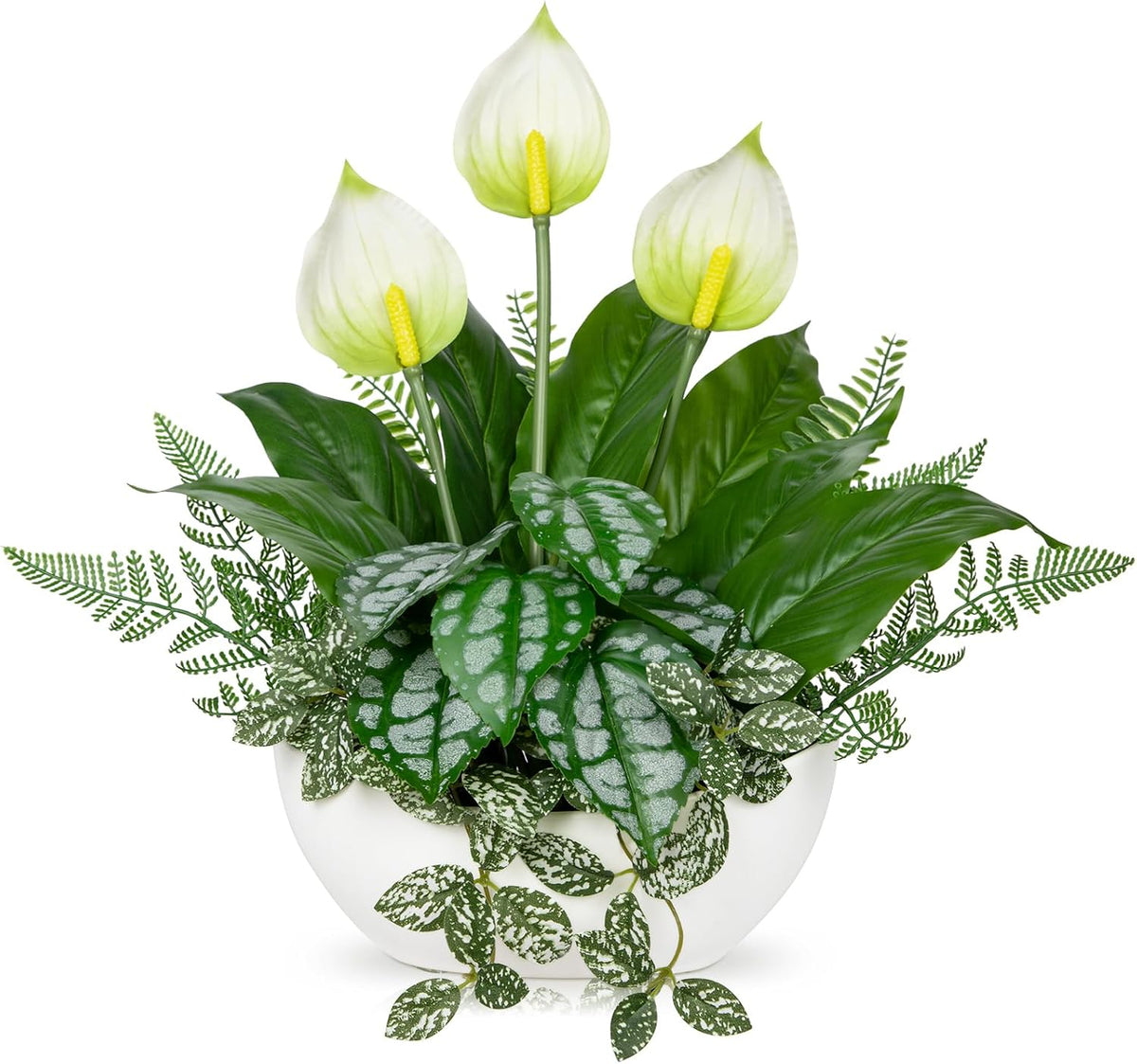 Fake Plants 14.2" Artificial Potted Plant Assorted Faux Plants in Pot Silk Plants Artificial Plants Indoor for Home Living Room Bedroom Bathroom Office Desk Table Centerpieces Shelf Greenery Decor