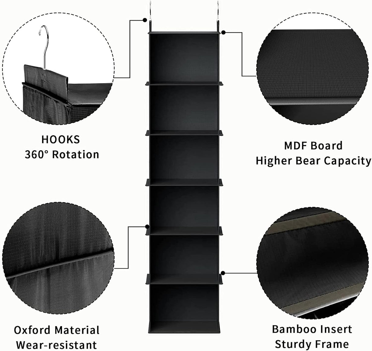 YOUDENOVA Hanging Closet Organizer, Closet Organizers and Storage, Black