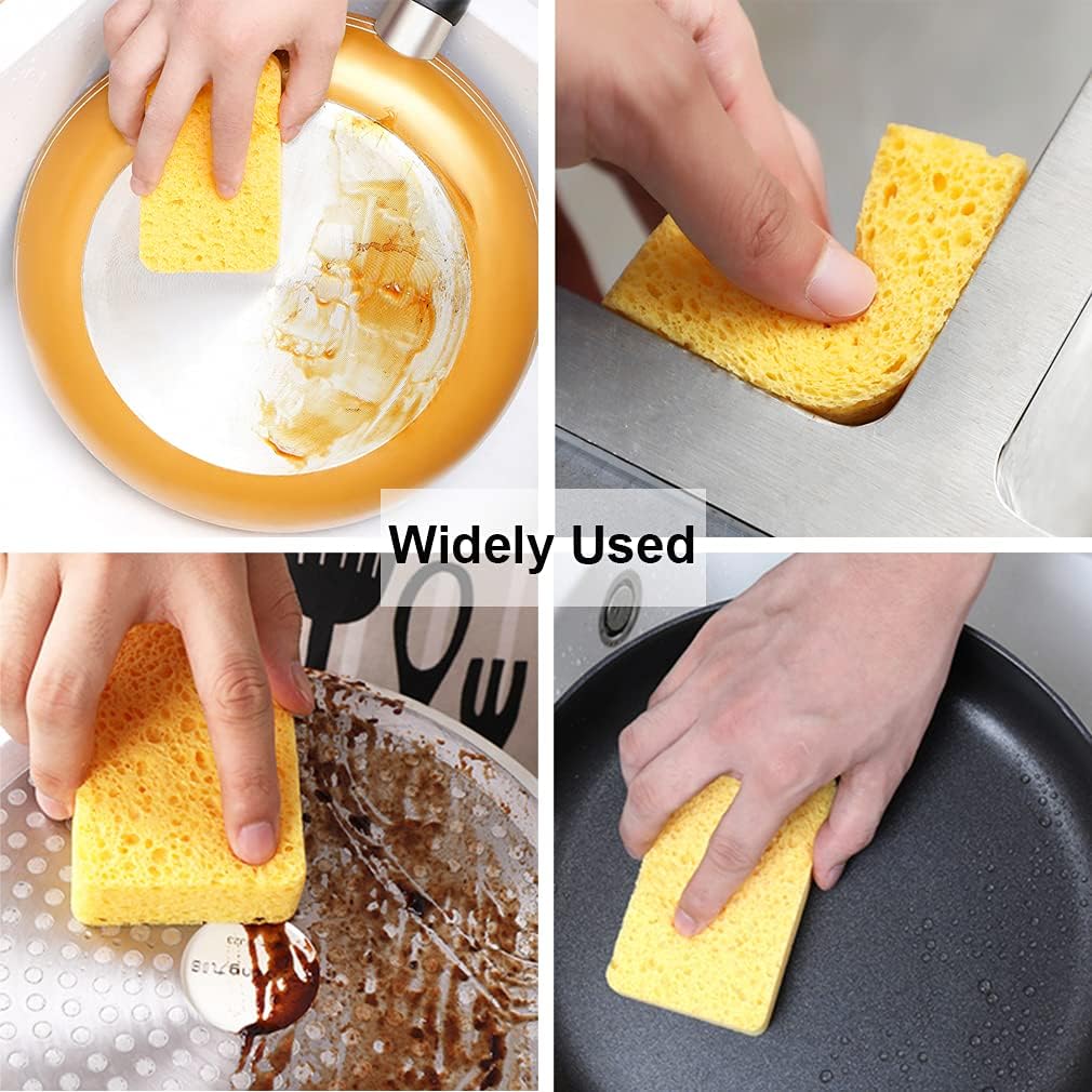 METUUTER Kitchen Sponges 12 Pack Natural Cellulose for Non Scratch Cleaning