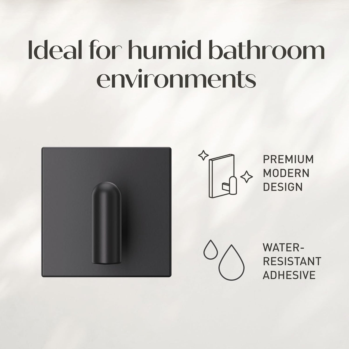 Command Small Black Decor Bath Hooks, 1 Hook, 6 Strips